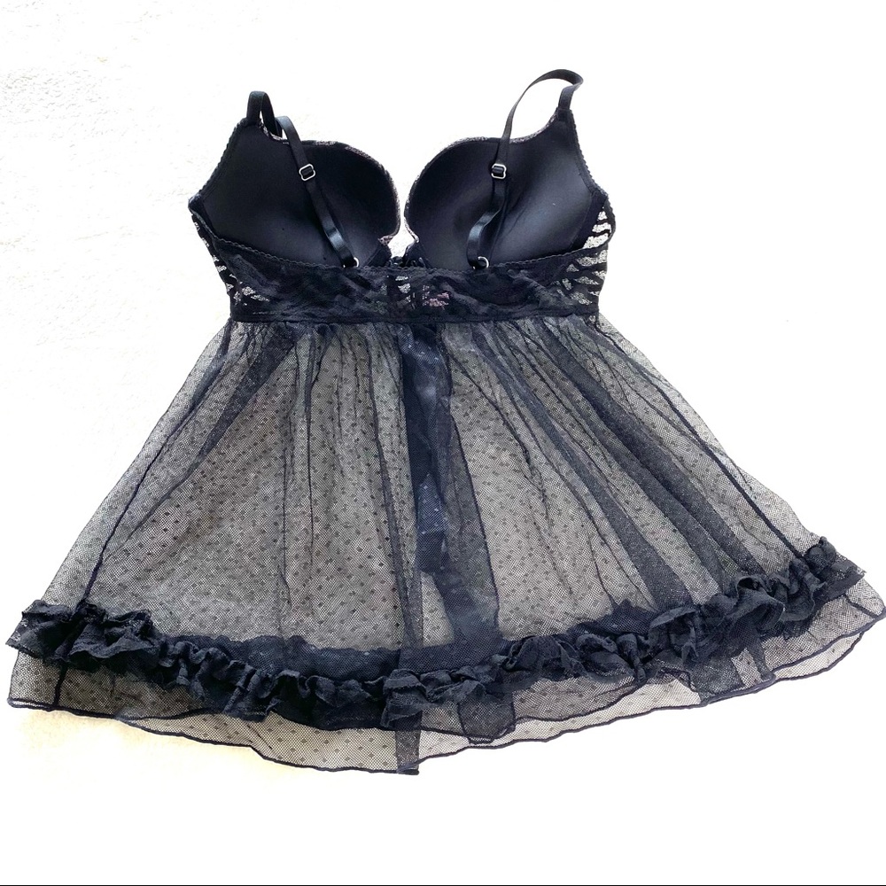 Victoria's Secret Pink and Black Mesh Babydoll Chemise - Picture 2 of 8